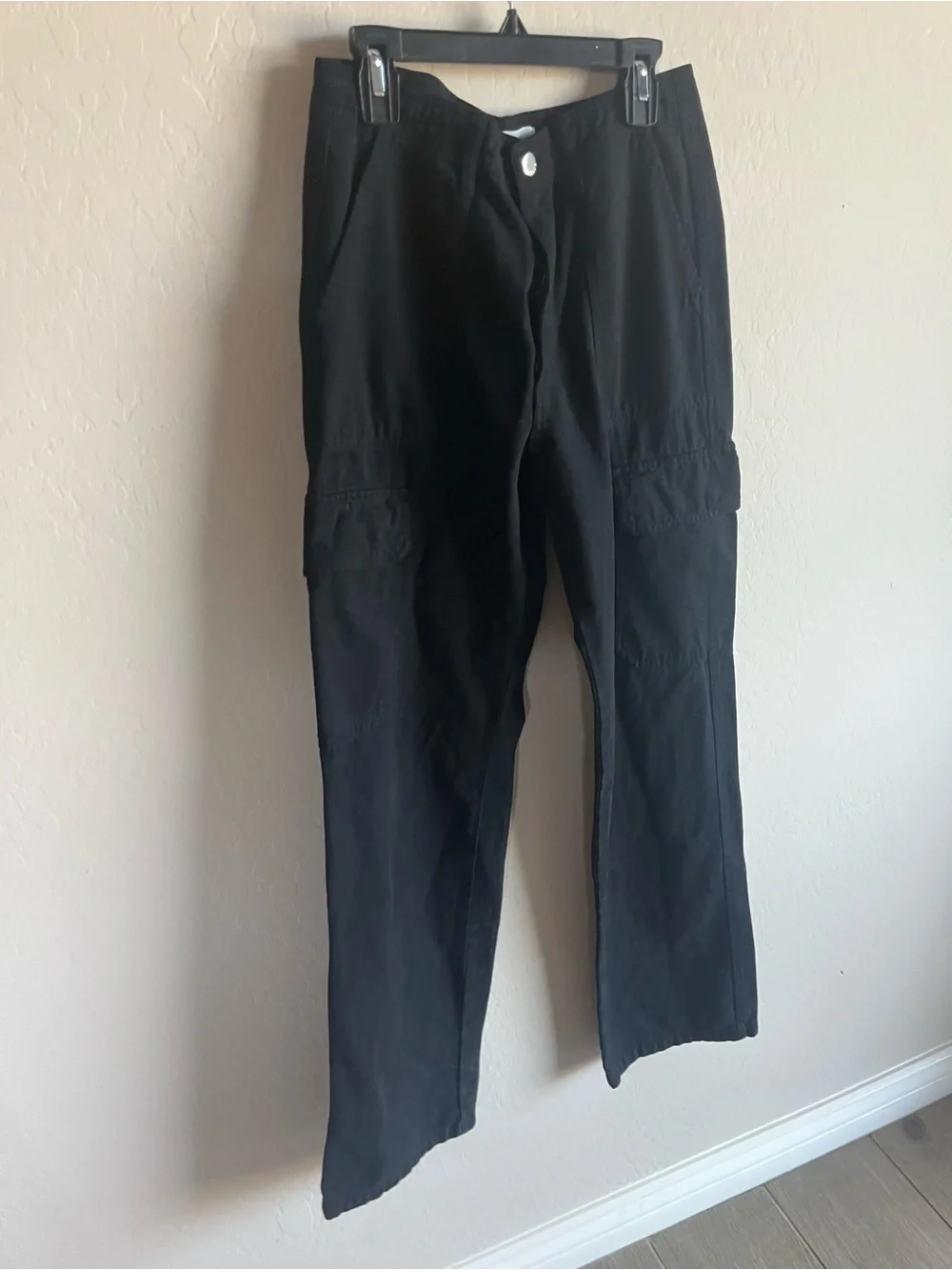 Zara Straight Leg Cargo Pants Black Size 4 Classic Minimalist Boho